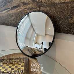 Bubble Convex Mirror - Handmade, Matte Black Frame - 50cm - thumbnail 2