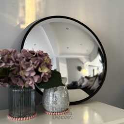 Bubble Convex Mirror - Handmade, Matte Black Frame - 50cm - thumbnail 3