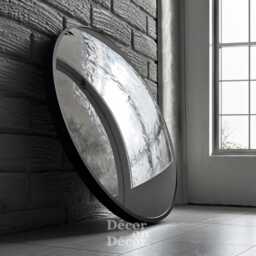 Bubble Convex Mirror - Handmade, Matte Black Frame - 50cm - thumbnail 4