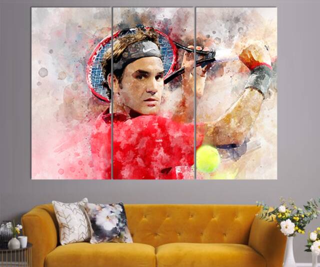 Roger Federer Canvas Print, Room Decor, Wall Art, Tennis Fan Gift, Gift - image 1