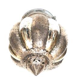 Candle Glass Lantern Round Hanging Patio Silver Oriental Style Holder - thumbnail 3
