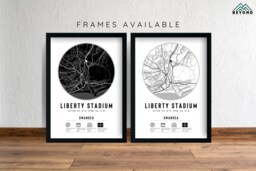 Swansea Liberty Stadium Minimalist Map Prints & Frames - Football Gift Decor Son Brother Dad Granddad Grandad For Him Her Fan - thumbnail 1