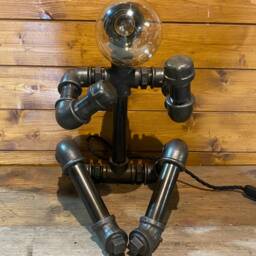 Put Em Up - Unique Boxing Robot Table Lamp Steampunk, Retro, Art, Edison, Mancave, Brass & Steel - thumbnail 2