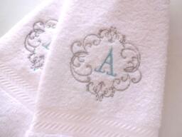 Monogrammed White Cotton Bath Towel Custom Embroidered Initial