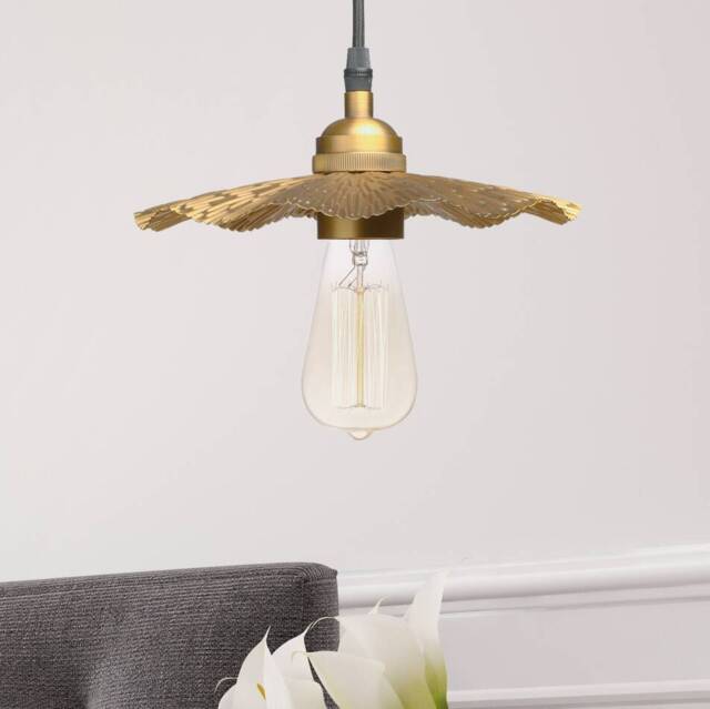 Radiance Textured Brass Metal Lampshade Pendant - image 1