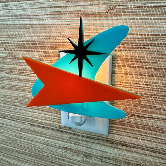 Mid Century Modern Night Light Retro Atomic Boomerang - image 1