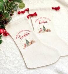 Personalised Christmas Stocking, Special Delivery From Santa Kids Stocking Name Personalised, Children's Xmas Gifts