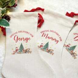 Personalised Christmas Stocking, Special Delivery From Santa Kids Stocking Name Personalised, Children's Xmas Gifts - thumbnail 2