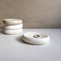 Pebble Concrete Soap Dish, Bar Holder, Handmade Tray, Cement Jewelry Display, Ring Trinket Holder - thumbnail 3