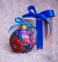 Christmas Themed Xmas Ornaments - Colorful Personalized Glass For Family Gifts, Large Ukrainian Baubles, Free Gift Box