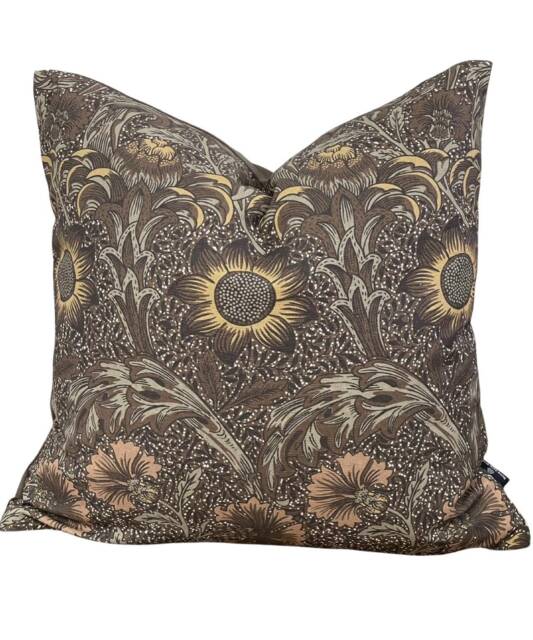 William Morris Corncockle Cushion Cover Printed Cotton Fabric Toffee Yellow 16-24 - image 1