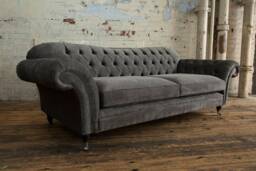 3 Seater Velvet Chesterfield Sofa, British Handmade, Large Design