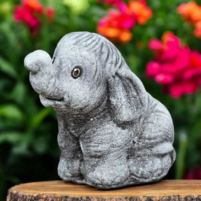 Cute Baby Elephant Sculpture Concrete Statue Outdoor Animal Figurine Stone Wildlife Decor Front Door Ornament Elephant Lover Gift - image 1