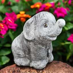 Cute Baby Elephant Sculpture Concrete Statue Outdoor Animal Figurine Stone Wildlife Decor Front Door Ornament Elephant Lover Gift - thumbnail 2