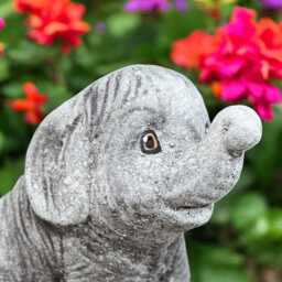 Cute Baby Elephant Sculpture Concrete Statue Outdoor Animal Figurine Stone Wildlife Decor Front Door Ornament Elephant Lover Gift - thumbnail 4