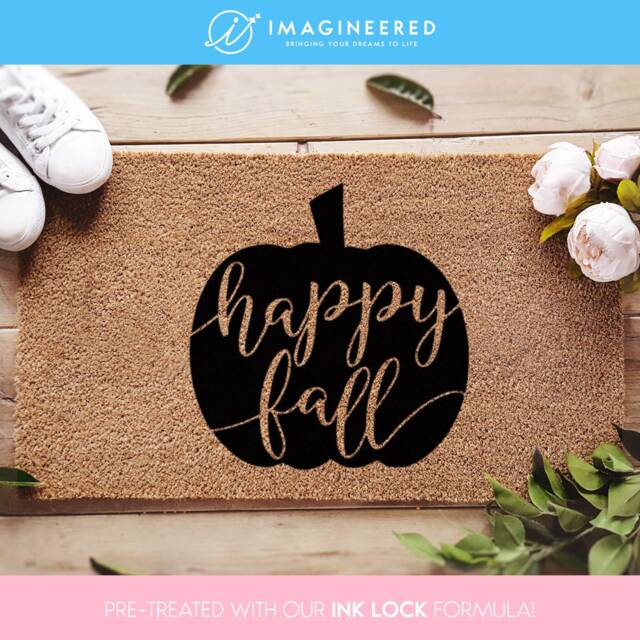 Happy Fall Custom Doormat - Decor Seasonal Coir Mat Autumn Housewarming Gift Pumpkin - image 1