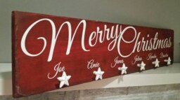 Distressed Personalized Christmas Stocking Holder-Wooden Hanger-Rustic Barnwood Hanger-Christmas Sign