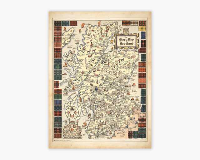 Scotland History Poster - Antique Illustrated Map Art Quality Print - image 1
