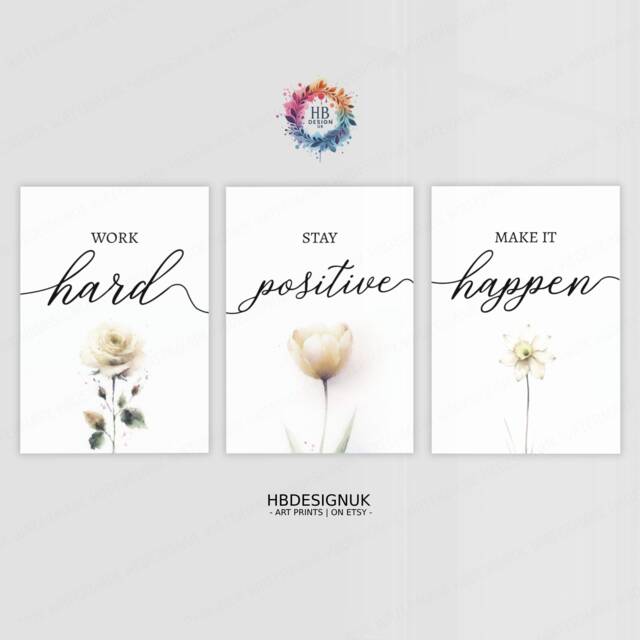Neutral Home Office Prints - Set Of 3 Posters - Minimalist Desk Decor Work From Wall Art Wfh Gifts Coworker Workplace Pictures - image 1