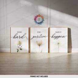 Neutral Home Office Prints - Set Of 3 Posters - Minimalist Desk Decor Work From Wall Art Wfh Gifts Coworker Workplace Pictures - thumbnail 2