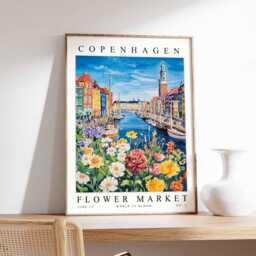 Copenhagen Flower Market Print Danish Floral Wall Art - thumbnail 1