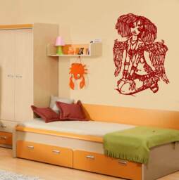 Wall Stickers Pretty Angel Girl With Wings Mural For Kids Room - #2709Dn - thumbnail 1