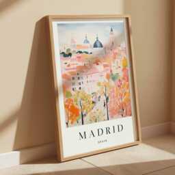 Madrid Spain Art Print Vibrant Cityscape Poster - thumbnail 2
