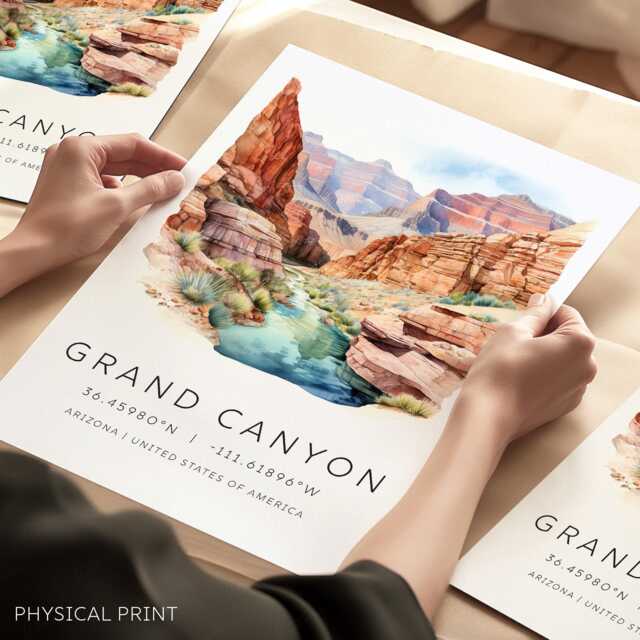 National Park Wall Art, Grand Canyon Poster, Traditional Art Prints, Travel Posters, Holiday Destination Watercolor Print - image 1