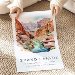 National Park Wall Art, Grand Canyon Poster, Traditional Art Prints, Travel Posters, Holiday Destination Watercolor Print - thumbnail 2