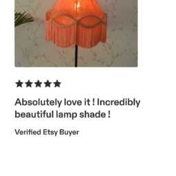 Hand-stitched Burnt Orange Lampshade Vintage Bell Shade With Fringe - thumbnail 4