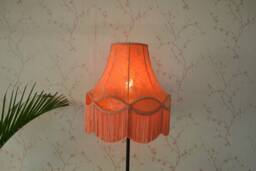 Hand-stitched Burnt Orange Lampshade Vintage Bell Shade With Fringe