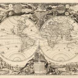 Old World Map, 1700 - Rare Monochrome Antique Atlas Chart, Vintage Wall Art By Paolo Petrini Framed, Unframed - thumbnail 2