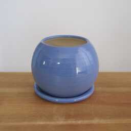 Your Choice Of One Small Ceramic Sphere Planter With Tray Cactus/Succulent Pot - thumbnail 3