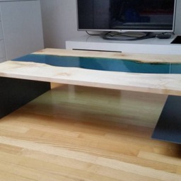Live Edge River Coffee Table, Shabby Chic Modern Design - thumbnail 3