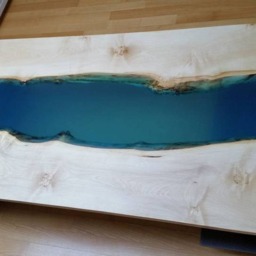 Live Edge River Coffee Table, Shabby Chic Modern Design - thumbnail 2