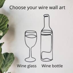 Wire Wine Bottle & Wine Glass Wall Art Sign, Wire Words Bar Sign Bar Decor Gift, Kitchen Home House Warming Gifts - thumbnail 3