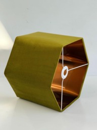 New Luxury Premium Quality Hexagon Velvet Lamp Shade Pendant Light Olive Green With Brushed Copper Lining - thumbnail 1