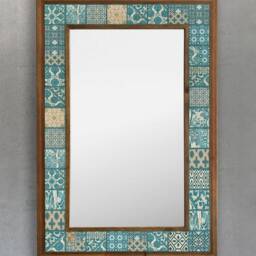Travertine Tile Mirror Bohemian Wall Art, Rustic Home Decor - thumbnail 3