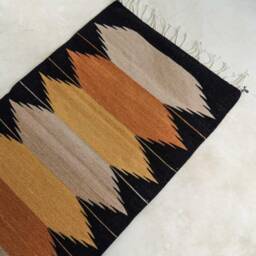 Handwoven Mexican Rug Oaxacan Woven Rugs - Tierra - Black Base With Clay Tones - thumbnail 2