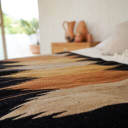 Handwoven Mexican Rug Oaxacan Woven Rugs - Tierra - Black Base With Clay Tones - thumbnail 3