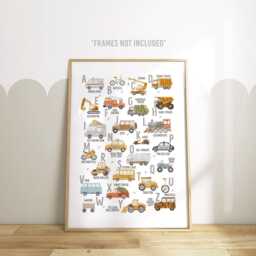 Vehicles Print Set -- Car Alphabet , Abc, Boys Print, Vehicle Bedroom Theme Bedroom, Unframed - thumbnail 3