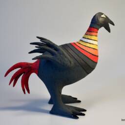 Black Ceramic Bird Sculpture, Modern Folk Art By Inna Olshansky - thumbnail 2