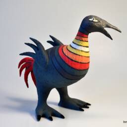 Black Ceramic Bird Sculpture, Modern Folk Art By Inna Olshansky - thumbnail 3