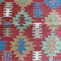 Turkish Kilim Rug, Red Tribal Handwoven Small Area Flatweave Natural Dye Rug - thumbnail 4