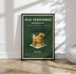 Old Fashioned Physical Art Print, Vintage Whiskey Cocktail Wall Poster
