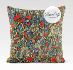 Outdoor Cushion Cover 28 Sizes Klimt's Field Of Poppies Handmade Floral Flowers Leaf Gift Waterproof Conservatory - thumbnail 1