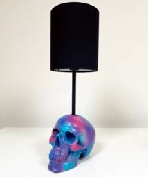 Purple, Turquoise, Pink & White Splatter Skull Lamp // Decor Handmade By Haus Of Skulls