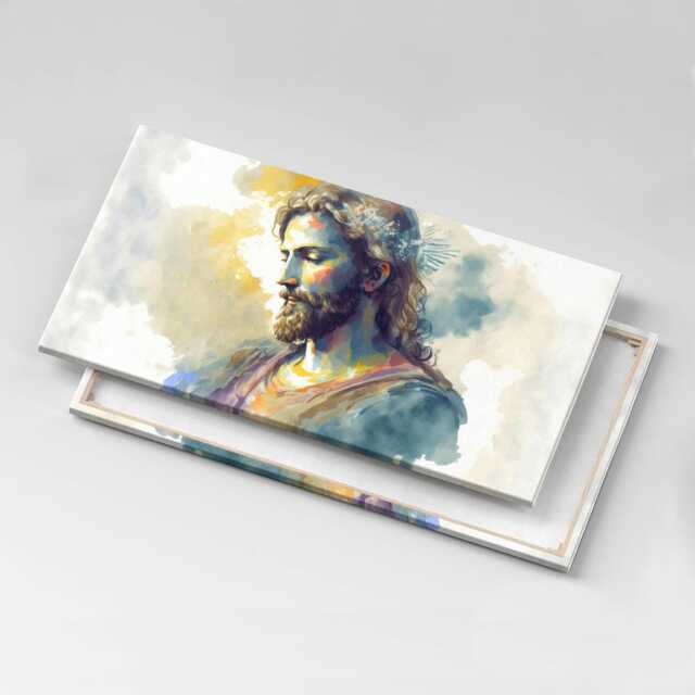 Colorful Painting Of Jesus Canvas, Picture Wall Hanging, Turquoise Decor, People Canvas Print - image 1