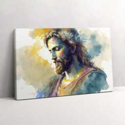 Colorful Painting Of Jesus Canvas, Picture Wall Hanging, Turquoise Decor, People Canvas Print - thumbnail 2