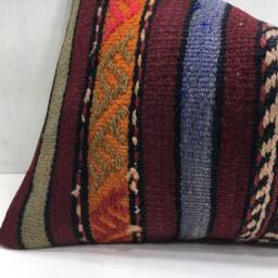 Vintage Turkish Kilim Lumbar Pillow Cover, Ethnic Cushion - 16x24 - thumbnail 3